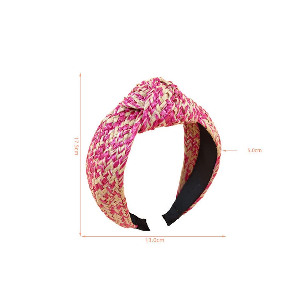 YISSION 4 Fasce Per Capelli Annodate Larghe Antiscivolo - Set Rosa, Viola, Rosso E Bianco Per Donne E Ragazze