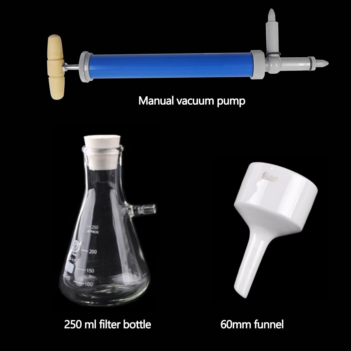 Vakuumfiltrationskit Labor - Mit Filterkolben, Pumpe & 100 Filterpapieren