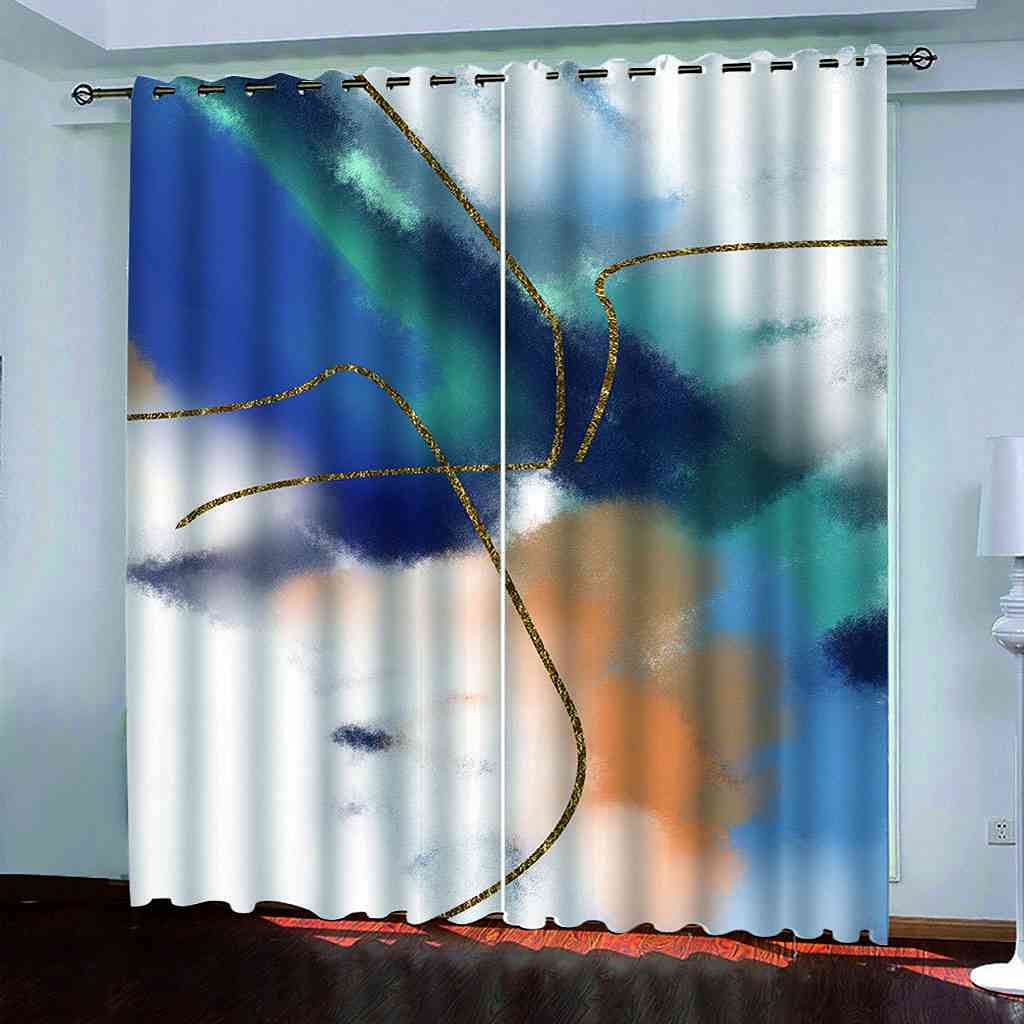 Rideau occultant anti lumiere et froid rideaux graffiti bleu jaune isolant thermique salon