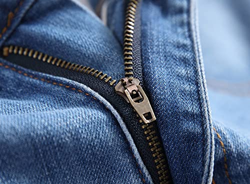 utcoco Men's Slim Fit Mid Waist Straight Leg Ripped Distressed Holes Classic Denim Patches Jeans4