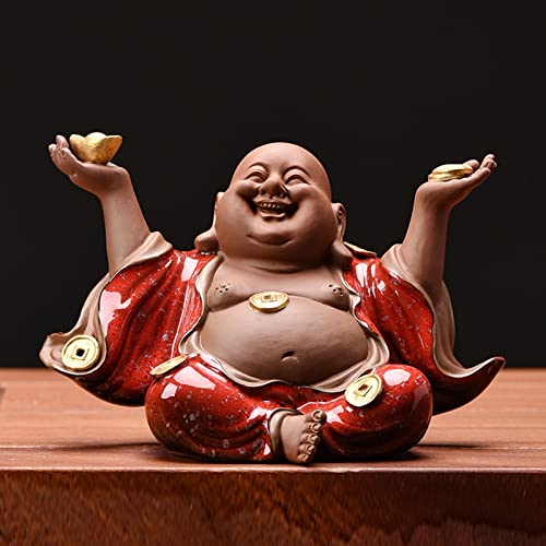 Statue Bouddha riant en céramique comme cadeau de protection pour conducteur