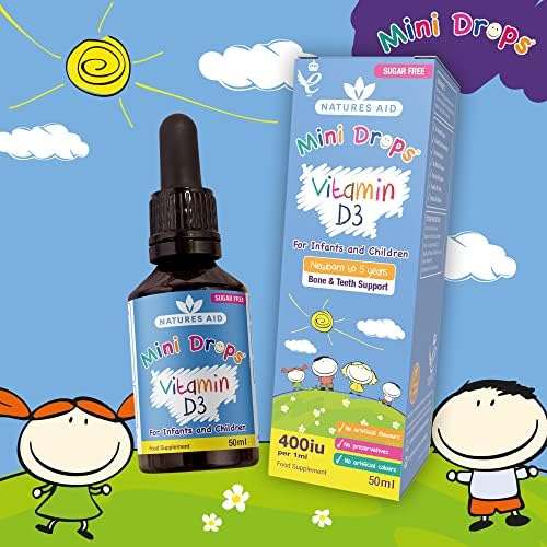 Natures Aid Vitamin D3 Mini Drops for Infants and Children, Sugar Free, 50ml