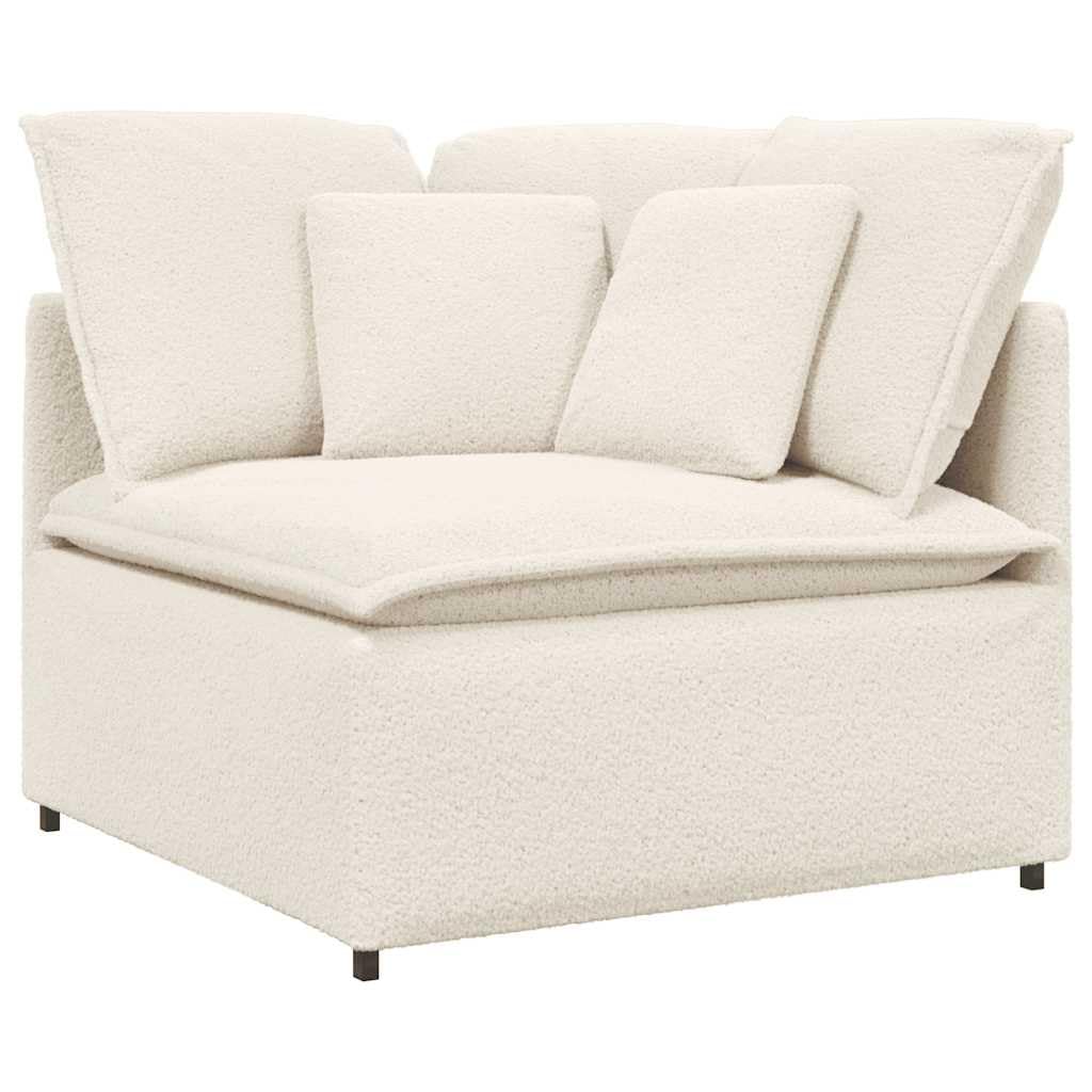 Sofá modular con cojín de tela en imitación de lana de cordero color crema, 317 x 217 x 64 cm, 4 piezas para salón, esquina acolchada versátil con marco de metal estable y cómodo