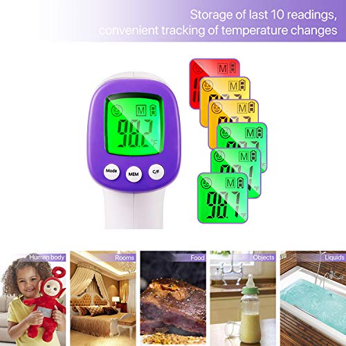 Bionso No Touch Forehead Thermometer for Adults and Kids, Fast and Professional Accurate, Upgraded Non Contact Digital Human Temperature Gun for Baby and Child, Infrared Object Thermometer Fever Alarm
