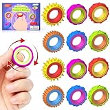 Wacipek Fidget Toys Sensory Rings for Kids, 12 Pcs Fun Small Finger Spinner Rings for Anxiety Relief Autism ADHD, Quiet Fidgets Toys Bulk for Classroom Prizes Stocking Stuffers
