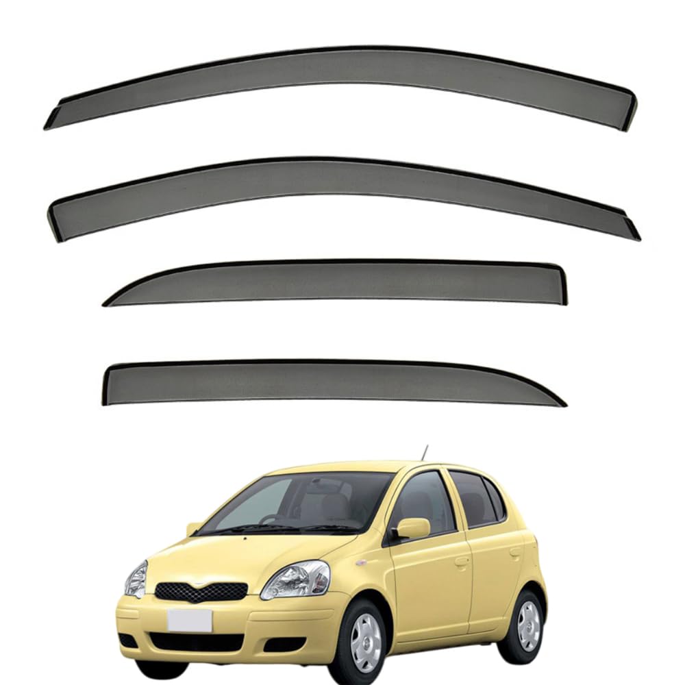 QOEMRHELT 4pc Set In-Channel Wind Deflectors, for Toyota Yaris (XP10) 1999–2005 Window Visors Rain Guards Vent Visors Rain & Sun Protection,Car Accessories