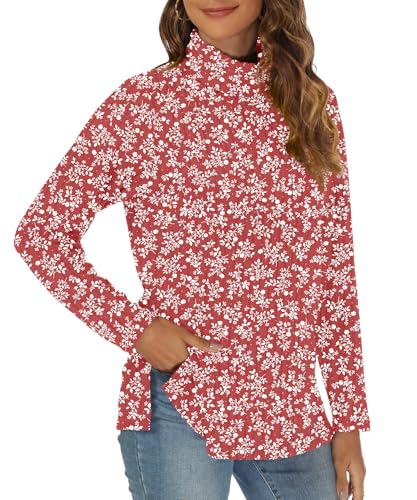 Image of Women Sweaters Turtleneck Long Sleeve Tunic Tops Fall Lightweight Pullover Sweater