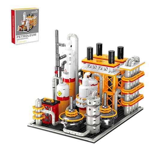 ILIEMOC City Gas Station Building JJ9222 Set, 734pcs Modular Chemical Plant Bricks Kit with Storage Tank & Lab, Compatible with Lego City, MOC Display Model for Adults & Kids Age 6+