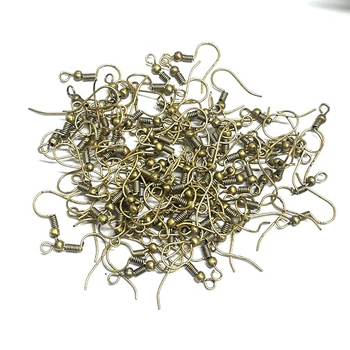 Image of 100Pcs Earring Hooks for Jewelry Making � Fish Hook Ear Wires in Gold, Silver, Bronze, Rose Gold, Black � DIY Earring Making Kit for Women, Crafters & Beginners � 50 Pairs (Bronze Antique)