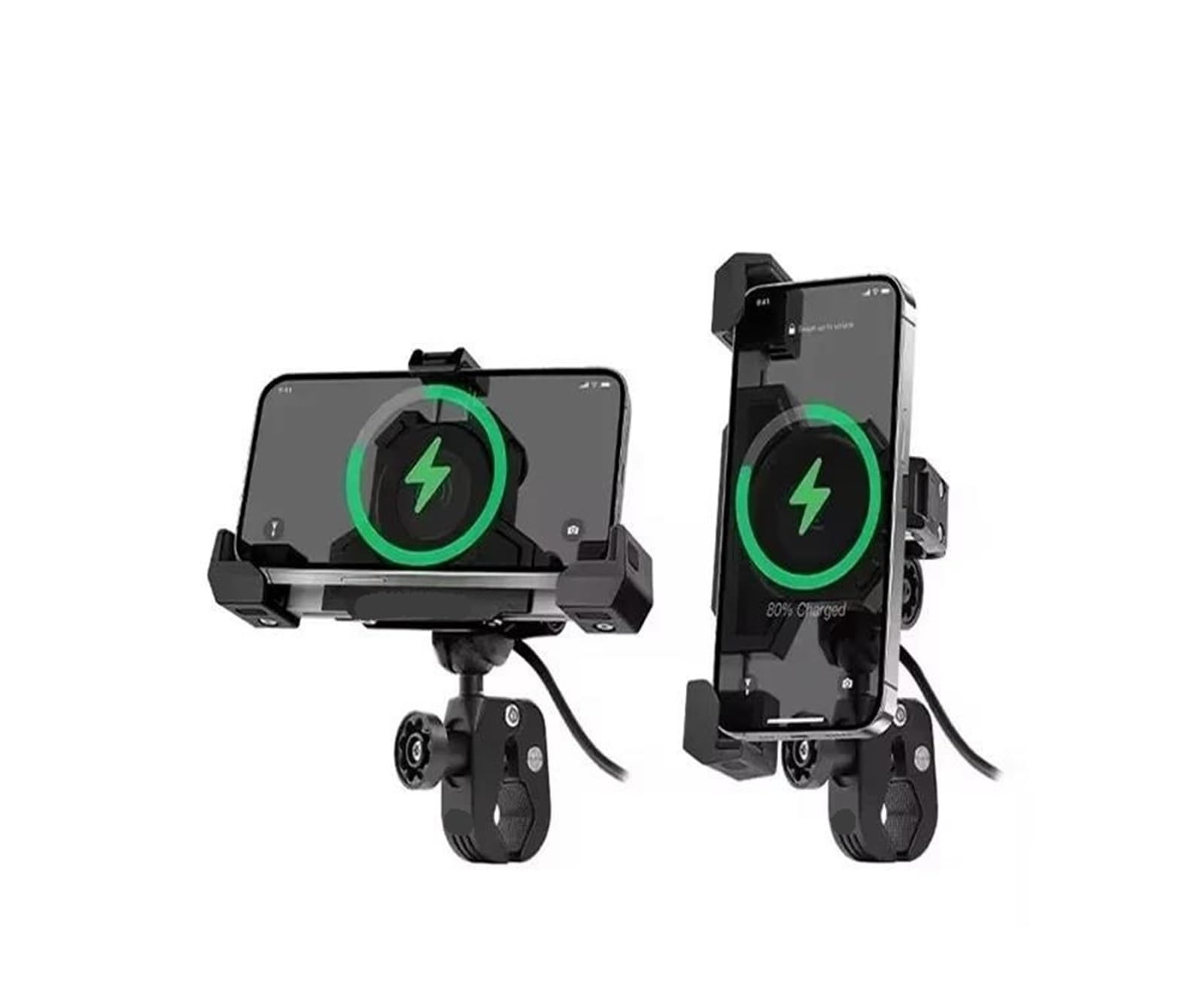 GPS téléphone Support pour Triangles Guidon Fixes Chargement sans Fil USB Navigation Support De Téléphone Portable Absorbant Les Chocs Moto(Power clamp)