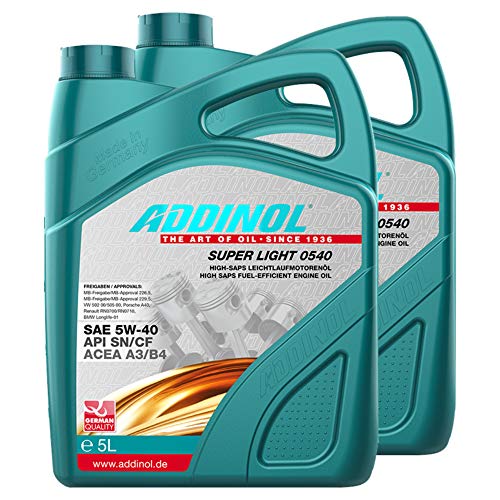 Addinol 2X Motoröl Motorenöl Motor Motoren Motor Oil Engine Oil Benzin Diesel 5W-40 Super Light 0540 5L 72097781