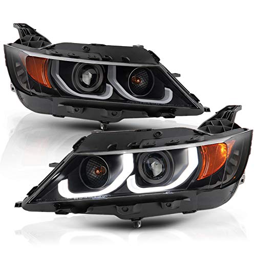 VIPMOTOZ Truly Bright Series OLED Tube Black Housing Projector Headlights Headlamps Assembly Replacement Pair For 2014-2020 Chevy Impala Halogen Model, Driver & Passenger Side