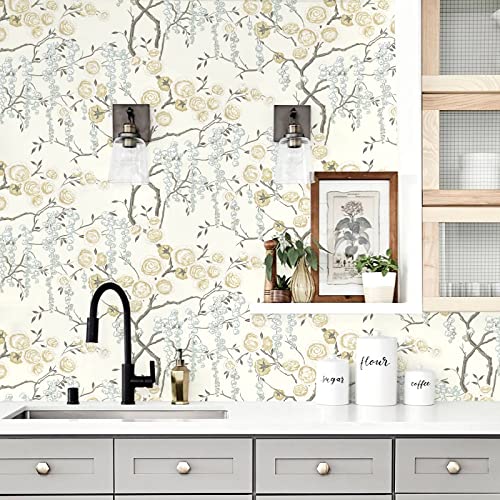 Orainege Beige Floral Peel And Stick Wallpaper Floral Contact Paper 17.7 Inch×118.1 Inch Vintage Floral Wallpaper Peel And Stick Flower Decorative Self Adhesive Wall Paper Vinyl Wallpaper For Bedroom #TOP5