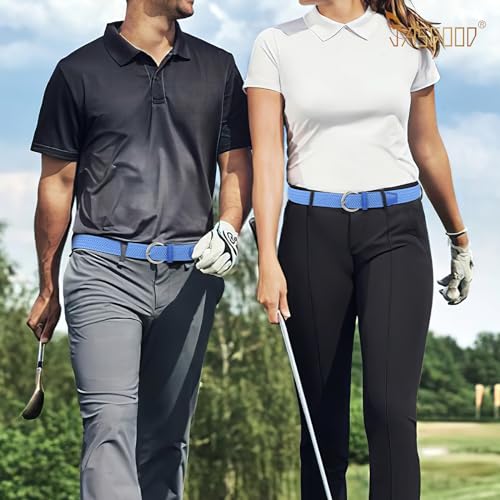 Image of JASGOOD Women Men Braided Woven Elastic Stretch Waist Belt Golf Canvas Fabric Casual Belt for Jeans Pants