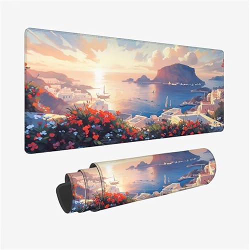 Tapis de Souris Blanc, sous Main Bureau Architecture Tapis Souris XXL 700x300x3mm Grand Mouse Pad avec Base en Caoutchouc Antidérapante Étanche, Gaming Mouse Pad pour Accessoire Bureau Deco Y2-417