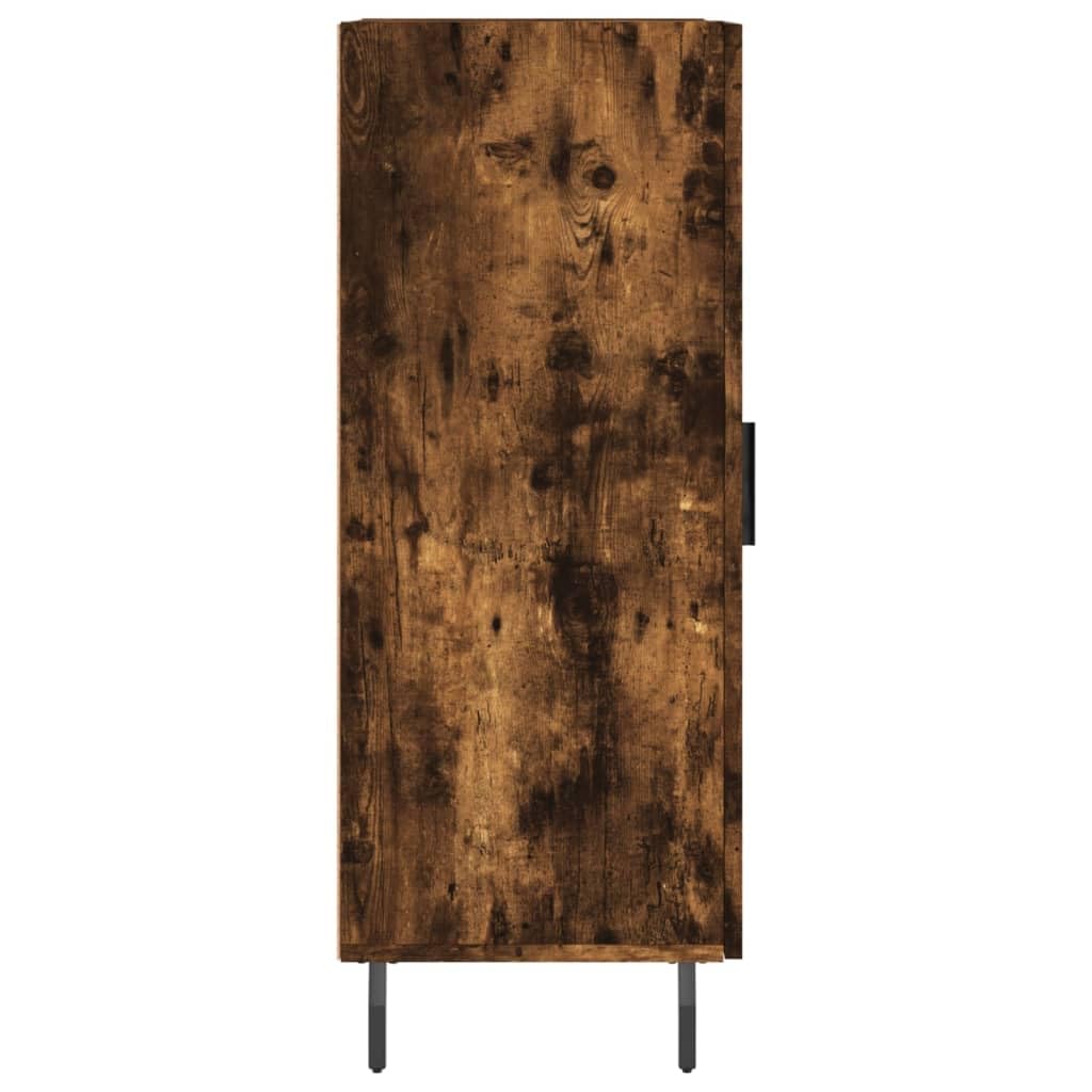 Aparador de madera de roble ahumado 34,5 x 34 x 90 cm, con patas de metal, moderno con 3 compartimentos, robusta cómoda para salón, dormitorio, pasillo