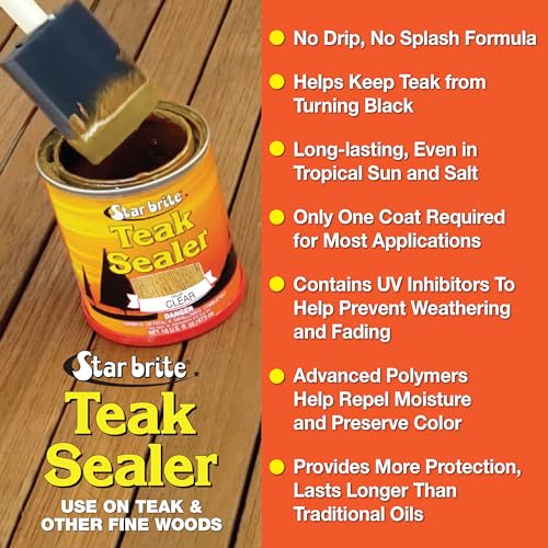 image for STAR BRITE Durable Clear Teak Sealer - One-Coat Coverage for All Fine 