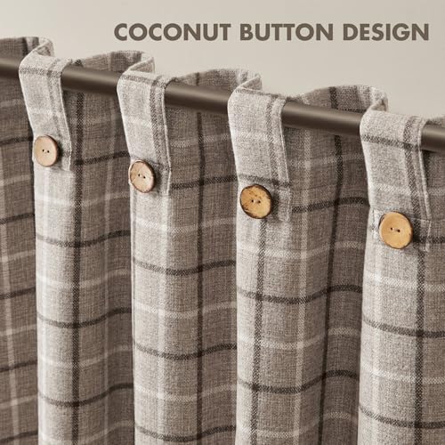 Image of Madison Park Anaheim Cabin Plaid Curtain Window, Thermal Insulated Fleece Lining, Living Room Decor Room Darkening Drape for Bedroom, 1-Single Panel Pack, 50x84, Rod Pocket & Front Tab, Brown