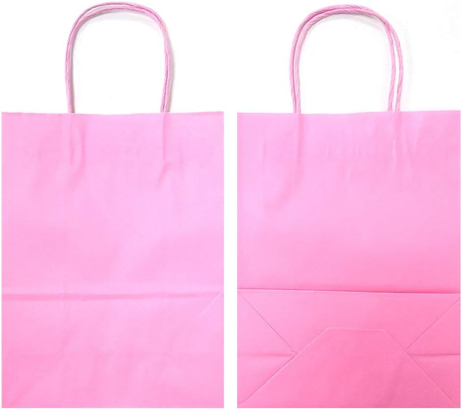 AZOWA Small Pink Gift Bags with Handles Small Kraft Paper Bags for Party Favors (8.2 x 3.1 x 5 in, 50 Pcs) - Image 5