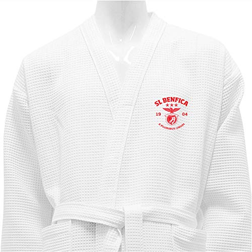 BGEUROPE SL Benfica Albornoz DE BAÑO Waffle Blanco Personalizado - SLBENFICA (Size L, Logo)