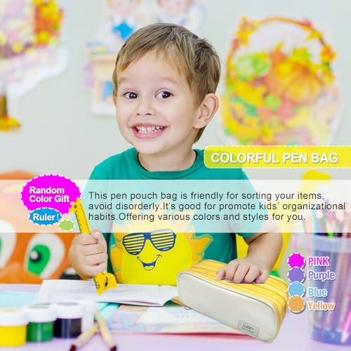 Image of Pencil Case Large Capacity Pouch Bag with Zippers, Expandable Pen Bag Storage Holds 50-100 Pencils, Colors Pencil Box Organizer Case Office School Supplies for Girls Boys Adults(Yellow)