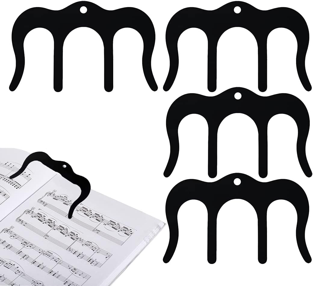 4 Pieces Music Book Clip- Page Holder for Sheet Music Stands, Pianos, Musicians