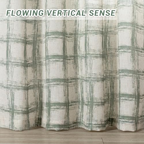 Image of MYSKY HOME Living Room Curtains Nice Vertical Elegant Style for Patio Pergola Gazebo, Soft Touch Plaid Light Filtering Drapes for Doorways Sliding Glass Door, 50 inch Wide x 95 inch Long, Sage Green, 2 PCs
