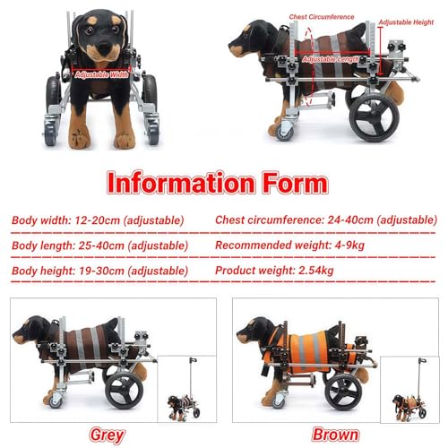 Silla de ruedas para perros ajustable con marco de aluminio resistente 5