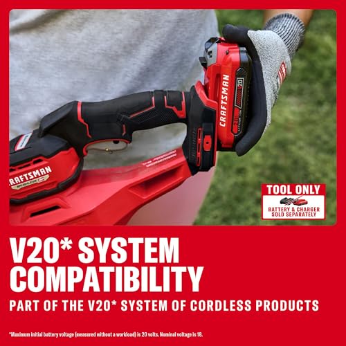 CRAFTSMAN V20 Brushless RP 22 in. Cordless Hedge Trimmer, Lightweight Bush Trimmer with Hedge Sweep Attachment, Up to 2X Power, Longer Runtime, Tool Only (CMCHT830B) - image 5
