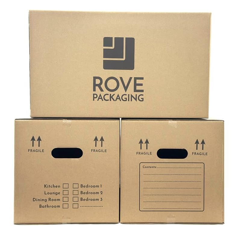 20 Large Strong Cardboard Packing Moving House Boxes 51cm x 29cm x 29cm with Room List and Carry Handles