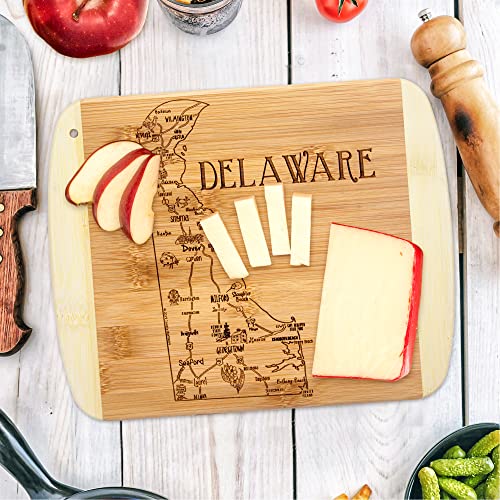 Image of Totally Bamboo A Slice of Life Delaware Engraved Map Cutting Board