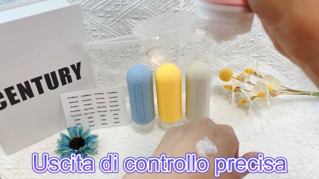 Kit Contenitori Da Viaggio Per Liquidi - 4 Bottiglie Silicone 89ml, TSA Approved, Con Etichette - Foto 11