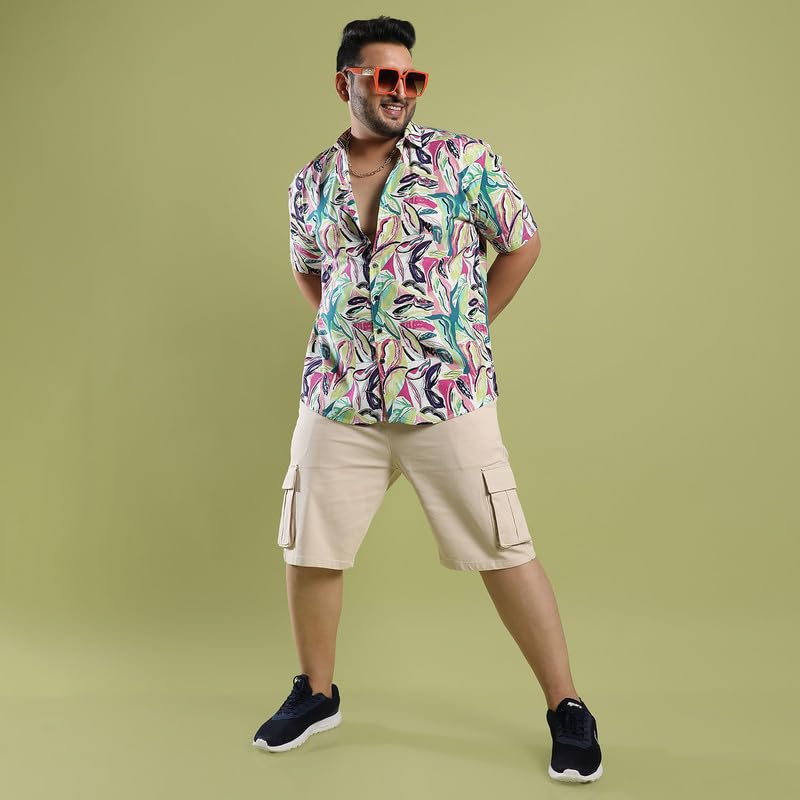Image of Instafab Plus Men's Shirt for Casual Wear | Spread Collar | Button Closure | Plus-Size Fit | Short Sleeve | Cotton Shirt Crafted with Comfort Fit for Everyday Wear