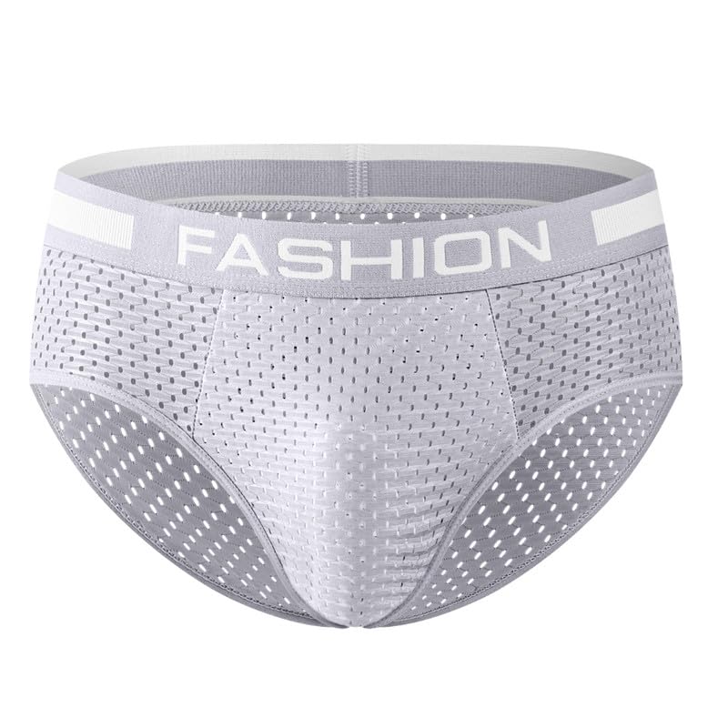 Image of Men's Mesh Ice Silk Briefs with Breathable Waistband Lightweight and Comfortable Underwear
