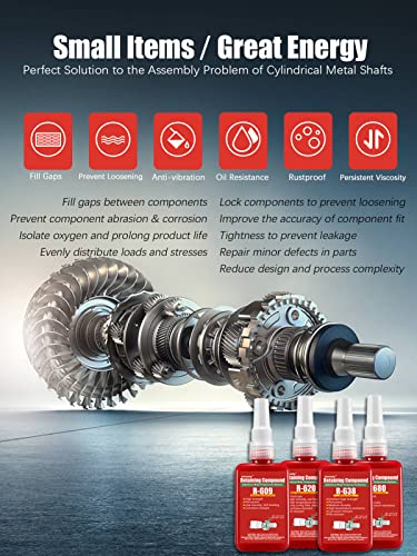 Retaining Compound Green R-638 High Strength Cylindrical Metal Components Retainer Assemblies Locking Sealant, 1.69 Fl Oz/50 Ml #TOP1