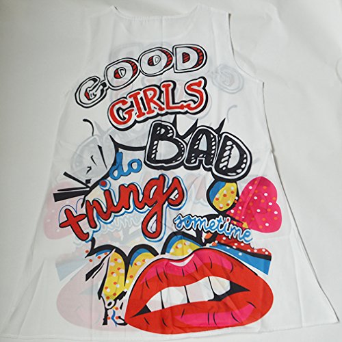 Honghu Donna Moda Casuale Print Senza Maniche