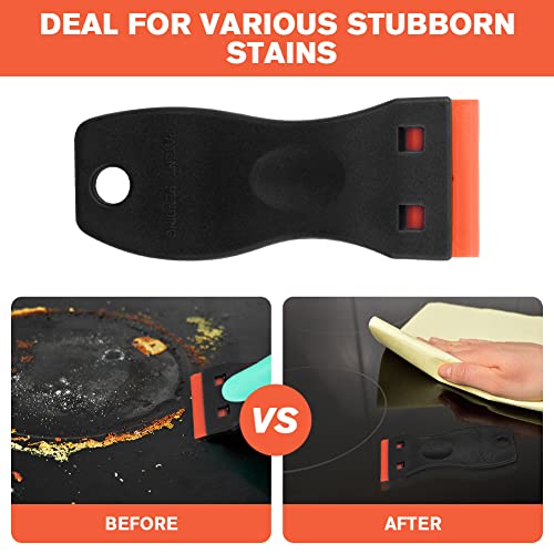 Flintronic Schaber, Mini Kunststoff Schaber mit 20 Kunststoff Klingen, Plastikspachtel, Plastik schaber für Klebereste Entferner, klebstoffentferner, Gadom Kochfeld Kratzer, Kleberentferner, Schwarz – Bild 6