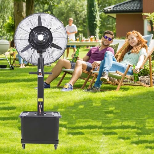 Genérico Ventilador Nebulizador Para Invernadero Ventilador De Pie Para Exteriores Abanico Humedecedor Industrial De Aspersión 260W 320W Oscilación De 90°(320W)