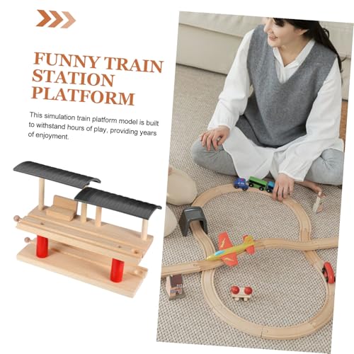 Plate-Forme de Gare Bois durable pour circuit de train miniature créatif