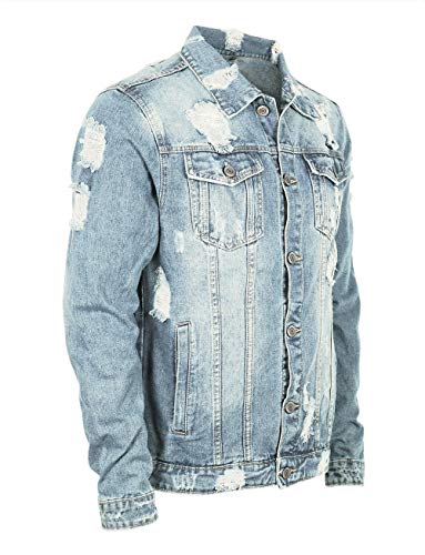 URBANJ Men's Distressed Denim Jacket