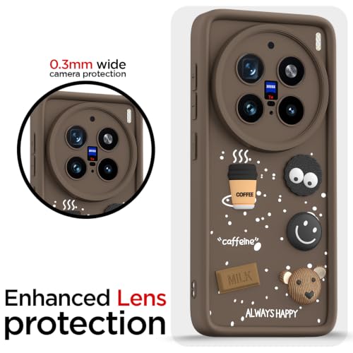 Image of Pikkme Back Cover for Vivo X200 Pro 5G | 3D Bear Silicone Cute & Fun Coffee Cartoon | Full Body Protection Bumper Case (Brown)