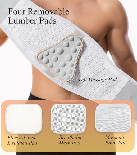 Image of Lower Back Brace with 5 Reinforced Stays for Women & Men,Back Support Belt with 4 Removable and Replaceable Lumbar Support Pad,Pain Relief for Sciatica, Scoliosis,Herniated Disc (Gray, X-Large)
