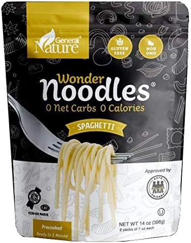 Wonder Noodles 2 Pack Keto Pasta - Zero Carb Noodles - Kosher, Vegan Friendly, No Sugar, No Fat - Ready to eat, Paleo Pasta - 2 Pack Spaghetti (28 ...