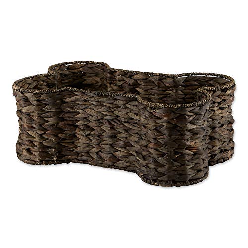 Image of Bone Dry Pet Storage Collection, Bone Shape Hyacinth Toy Basket, Dark Brown /Gray Wash, Medium