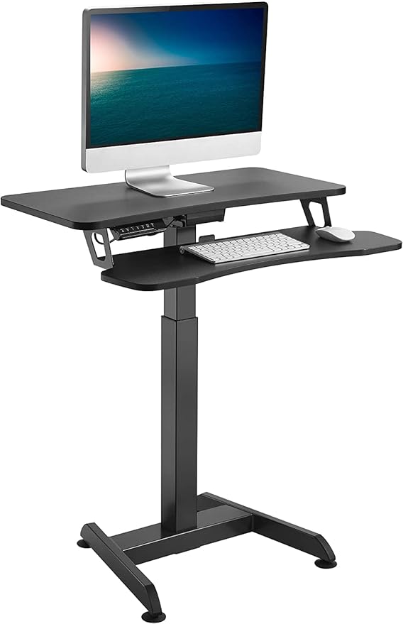 JIN OFFICE Electric Height Adjustable Desk Table with 2 Layer Top Shelf