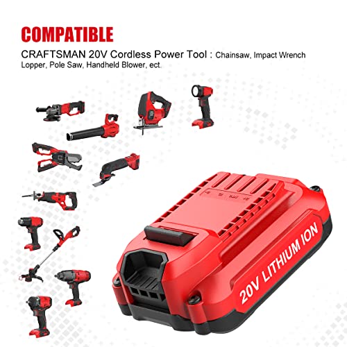 Image of Energup 2Pack 20V 3.5Ah Replacement V20 Craftsman 20V Battery and Charger Kit for CMCB202 CMCB204 CMCB206 CMCB201 CMCB100 CMCB124 with CMCB104 Craftsman 20Volt Battery Charger