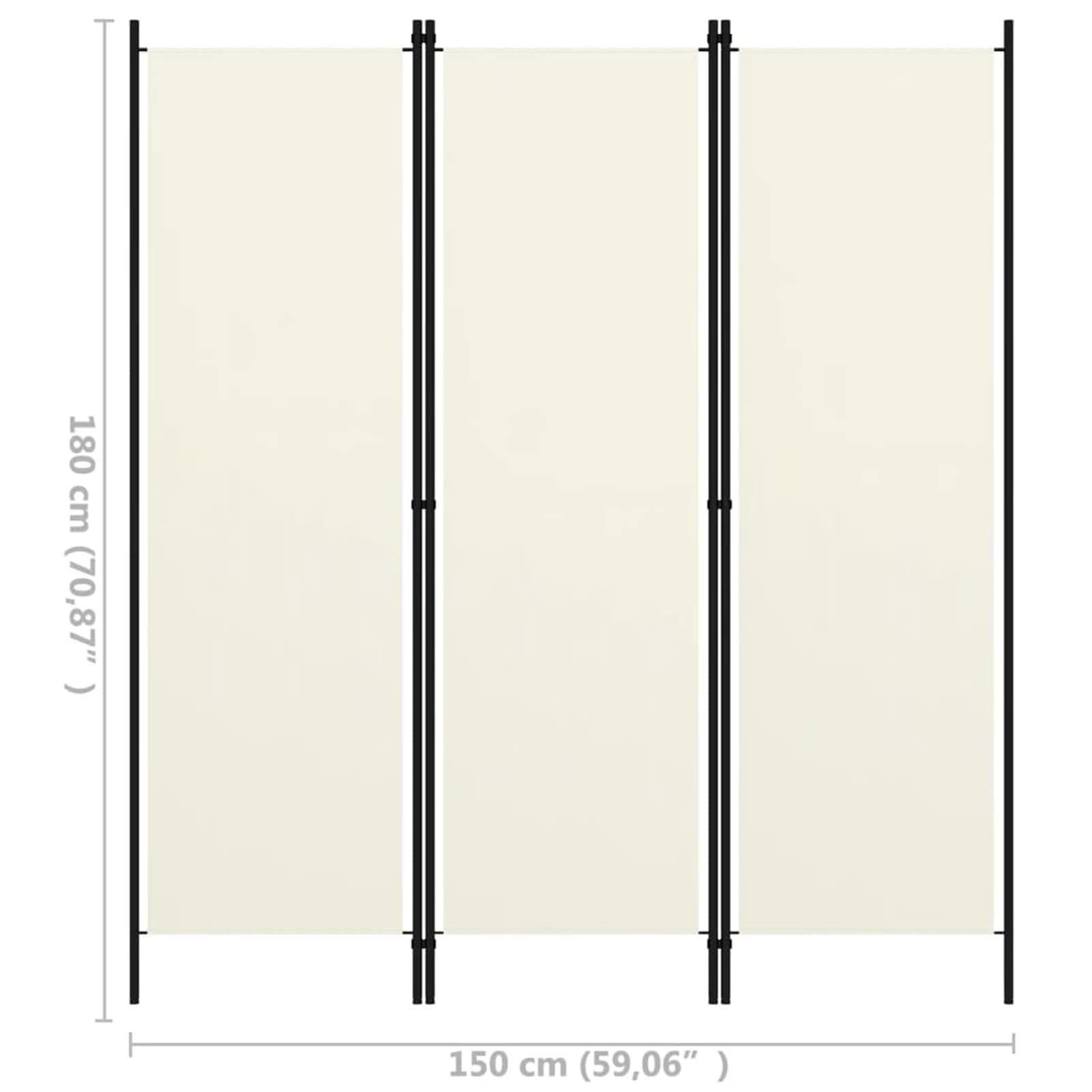 Homgoday Paravent à 3 panneaux Paravent pour extérieur, paravent intérieur, panneaux de séparation, séparation, cloison intérieure, paravent blanc, crème 150 x 180 cm A Decor Meubles