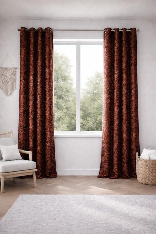 Image of Coffee Velvet Blackout Curtain for Door & Window, 7 Feet Long, 70% Room Darkening, Thermal Insulated Heavy Drape, Soft Velvet Fabric, Set of 2 (2 Panels, 213 * 121cm, Coffee)