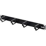 Navepoint 1U Horizontal 19-Inch Rack Mount Cable Management Panel with 4 D-Rings 2-Inches Deep Black