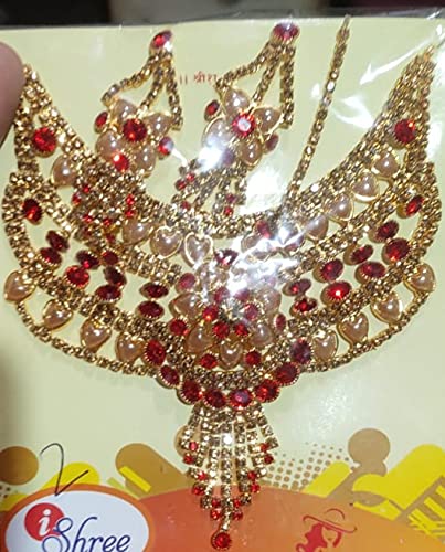 Necklace Artificial diamond Jewellery Necklace bridal style accessories beauty accessory A. D. Jewellery Set for Women Gold Plated Pearl Studded Necklace Jewellery with Earrings for Girls/Women